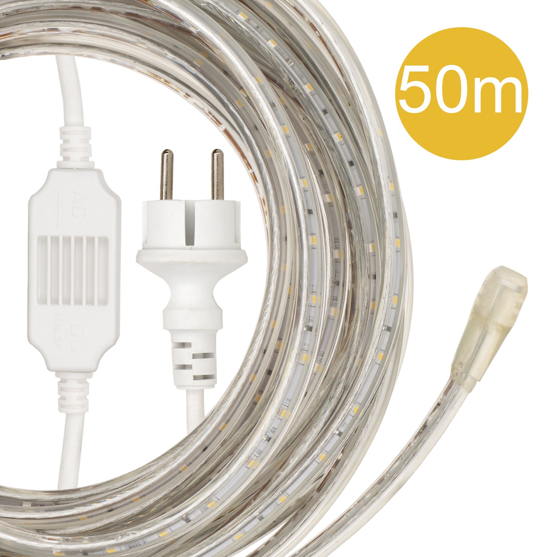 binnenvallen Ijver doorgaan met RoBust LED lichtslang 50 meter 5W/m 380lm/m 4000K IP65 Kabel 1.5 meter met  ingebouwde AC/DC adapter & eindkapje | SameLight.nl