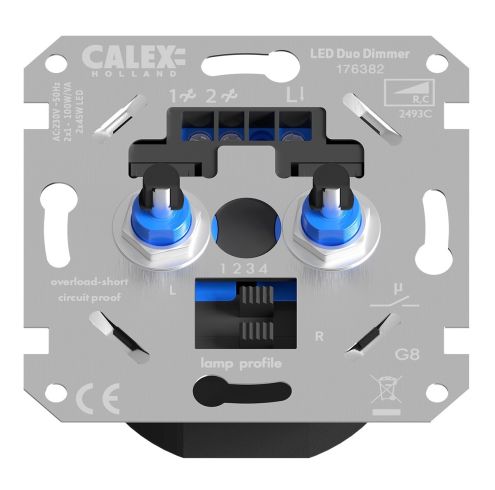 Calex dimmer LED 2x 1-45W 2x100W Fase Afsnijding | SameLight.nl
